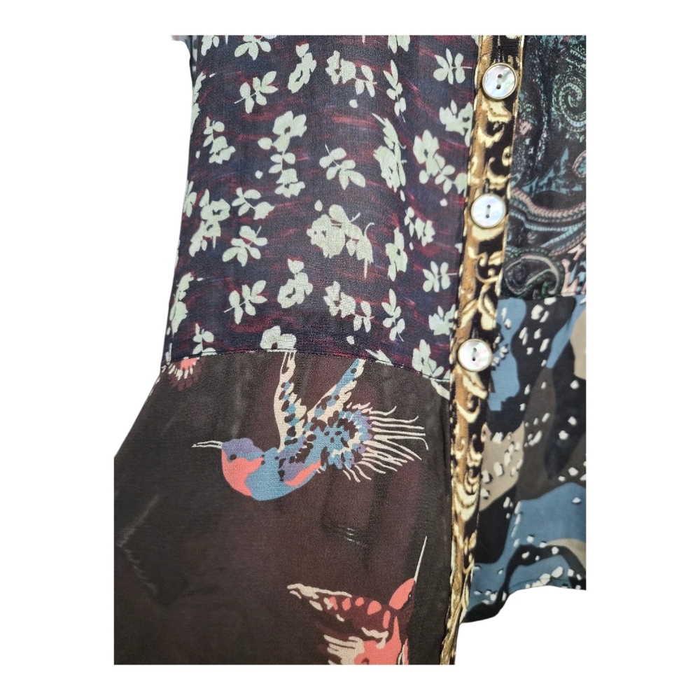 John Mark Mixed Print Patchwork Button Front Tuni… - image 6